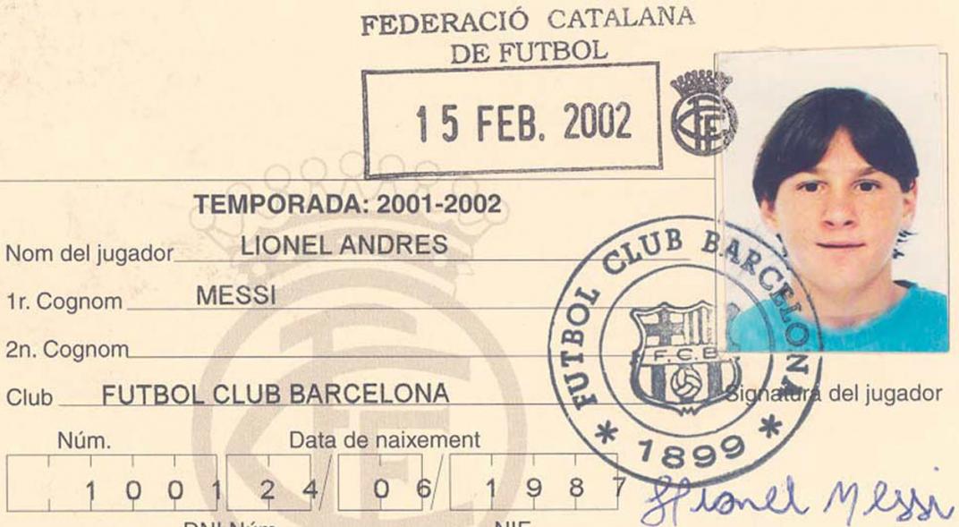 Intâia legitimația a lui Messi. 19 ani de atunci!