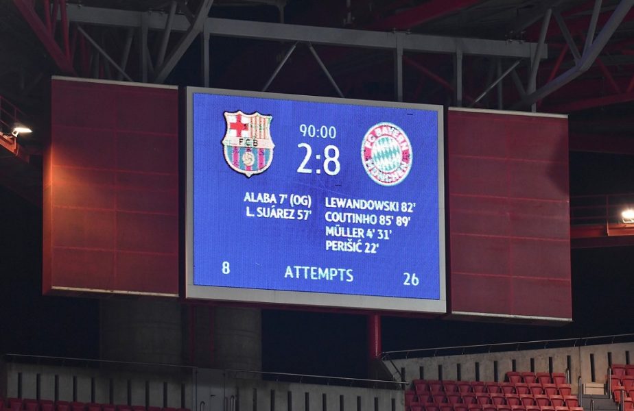 ULUITOR! Cel mai negru coşmar pentru Barcelona. Catalanii au fost DISTRUŞI de Bayern. Opt goluri primite într-un eşec istoric!