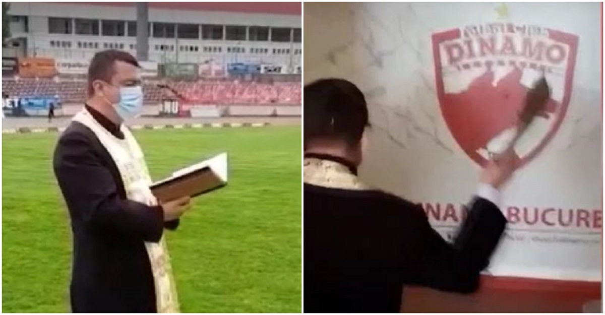 Dinamoviştii calcă pe urmele lui Gigi Becali! Au chemat preotul la stadion pentru a-i ajuta să scape de la retrogradare