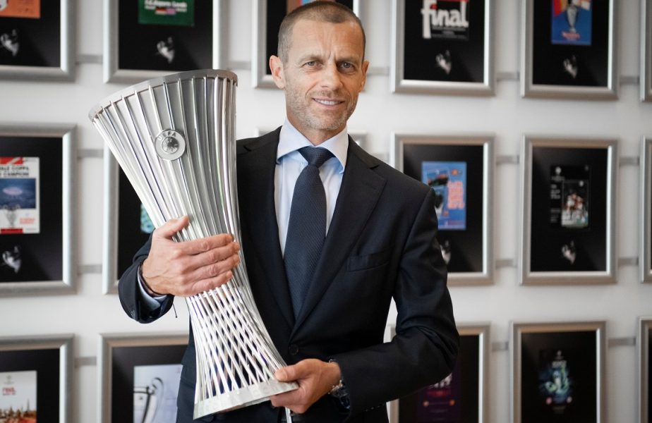 UEFA a prezentat oficial trofeul Conference League! FCSB şi Craiova, printre echipele care vor juca în noua competiţie