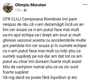 Olimpiu Moruţan, mesaj pentru fanii FCSB