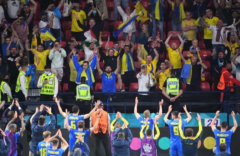 EURO  2020 | Un fan în tricoul Rusiei, gest nebun la Glasgow! Ce a păţit după ce a mers între fanii Ucrainei