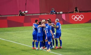 Tricolorii se bucură după primul gol cu Honduras