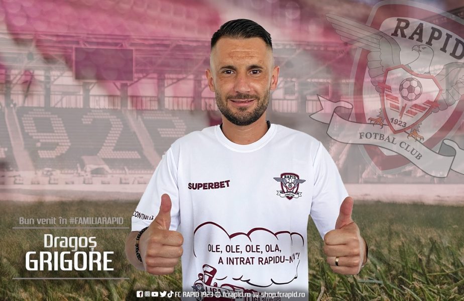 Dragoş Grigore a semnat cu Rapid! Primele imagini cu fostul căpitan al lui Dinamo după ce a semnat contractul. „Este un club cu nişte fani superbi”