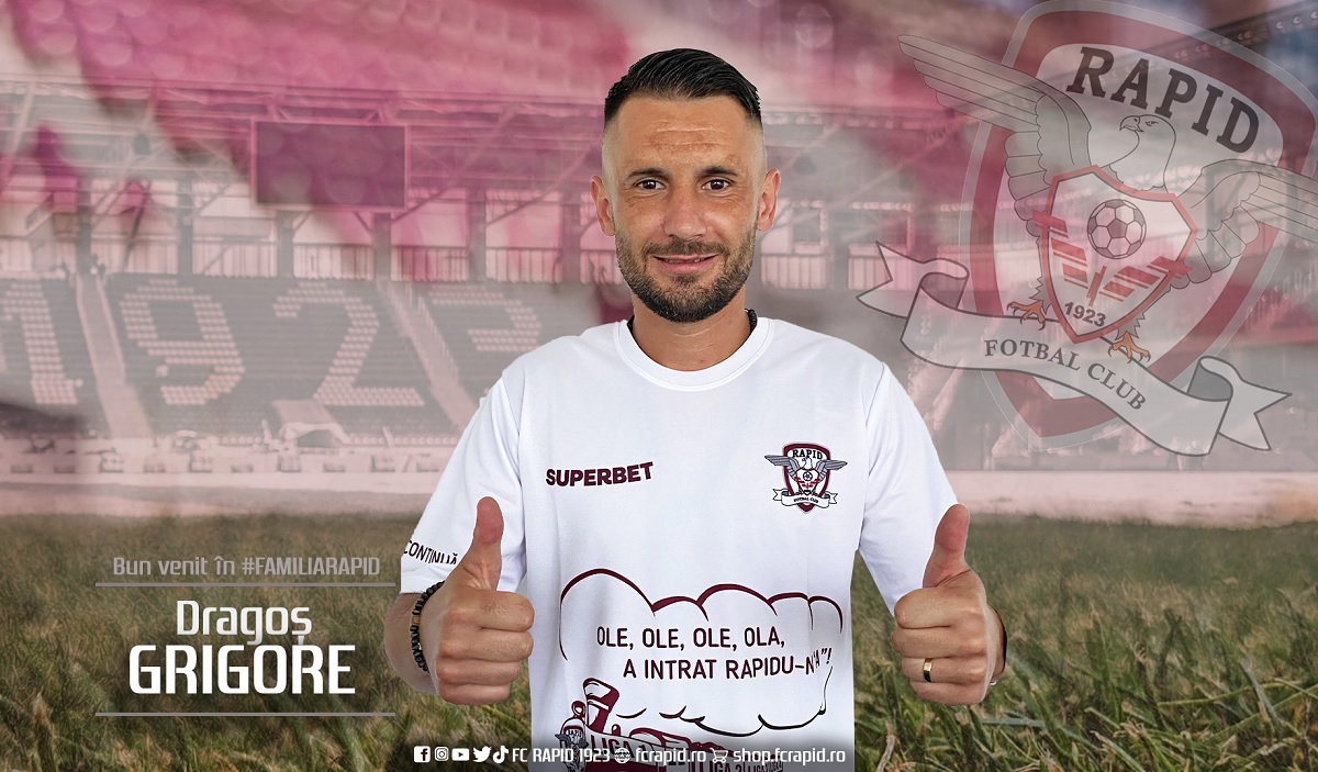 Dragoş Grigore a semnat cu Rapid! Primele imagini cu fostul căpitan al lui Dinamo după ce a semnat contractul. „Este un club cu nişte fani superbi