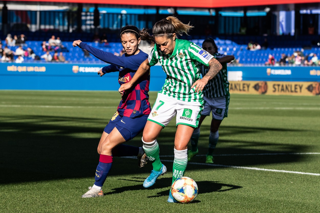 December 8, 2019, Barcelona, Barcelona, Spain: Ana Maria Romero ''Willy'' of Real Betis Fem competes with Aitana Bonmati of Fc Barcelona, during the Spanish women's league, Liga Iberdrola  football match between  FC Barcelona Women and Real Betis Women at Johan Cruyff Stadium on December 08, 2019 in Barcelona, Spain.,Image: 486975021, License: Rights-managed, Restrictions: , Model Release: no, Credit line: Profimedia