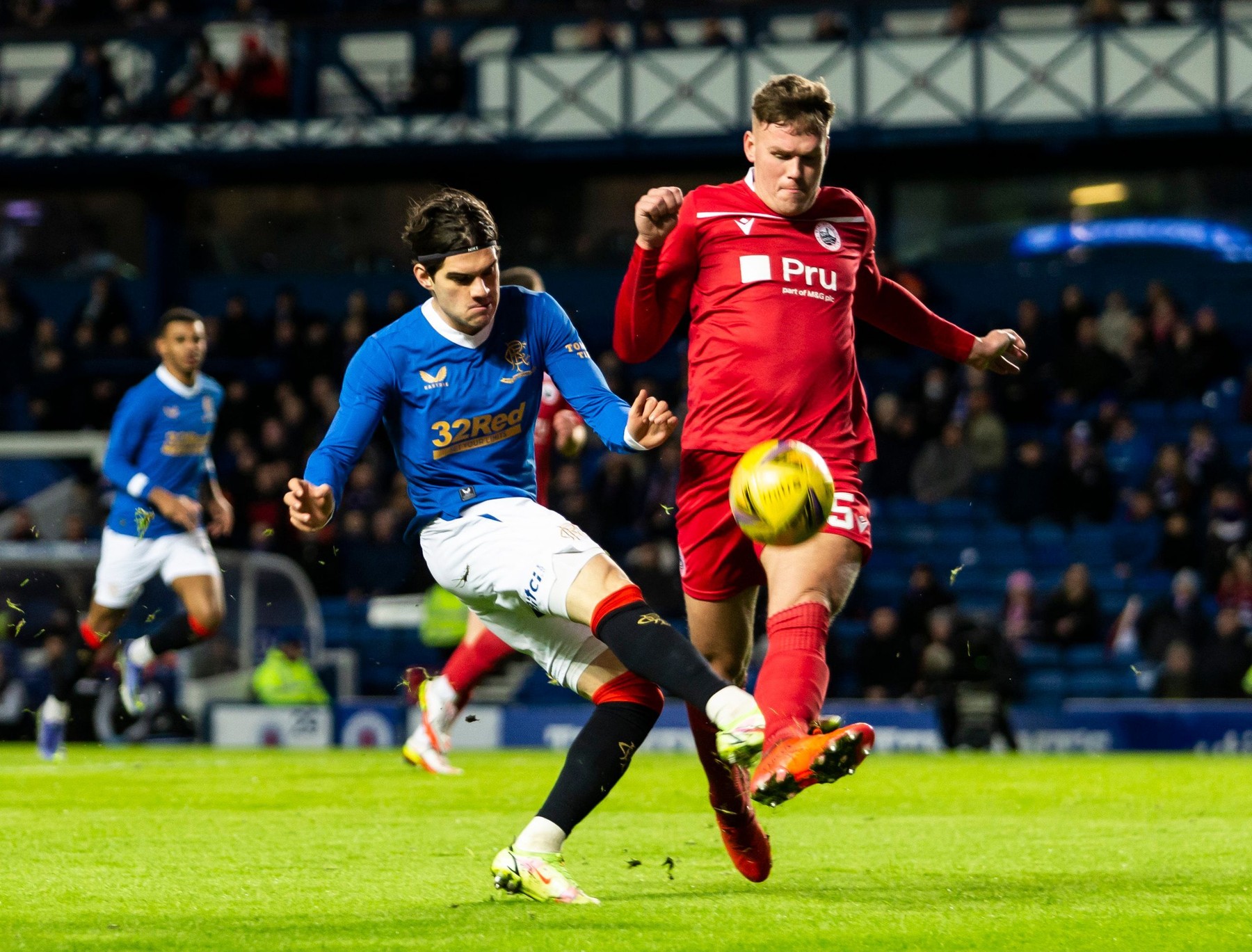 Rangers Midfielder Ianis Hagi takes a shot at goal
Rangers v Stirling Albion, Scottish Cup, Football, Ibrox Stadium, Glasgow, Scotland, UK - 21 Jan 2022,Image: 655224367, License: Rights-managed, Restrictions: EDITORIAL USE ONLY No use with unauthorised audio, video, data, fixture lists, club/league logos or 