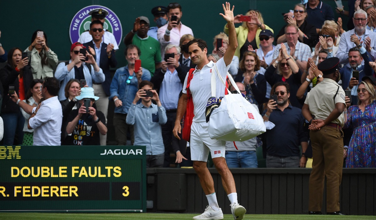 Roger Federer, în timpul unui meci la Wimbledon