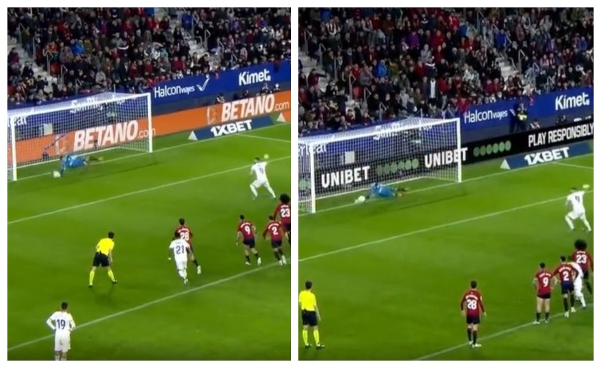 Karim Benzema a ratat două penalty-uri, în „oglindă, în 7 minute. Şi-a găsit „naşul în Osasuna – Real Madrid 1-3. Imagini de necrezut