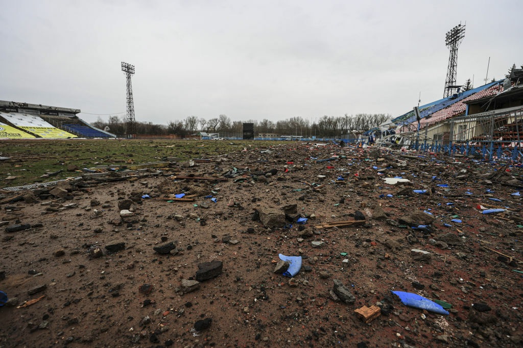 Stadionul „Yuri Gagarin”, bombardat de ruşi