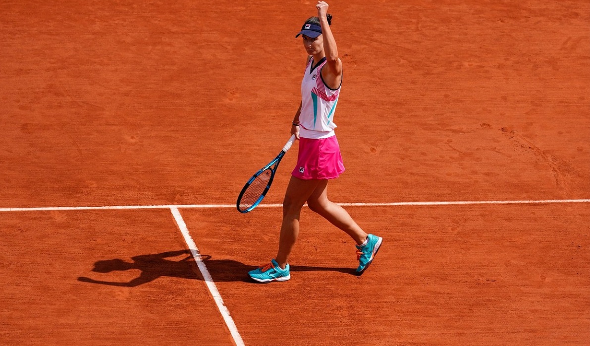 Irina Begu, în timpul meciului cu Jessica Pegula, de la Roland Garros 2022