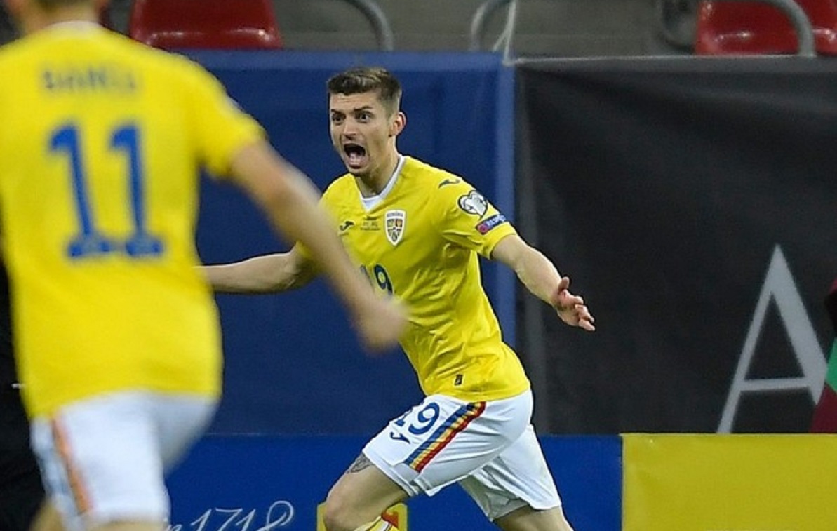Florin Tănase, bucurie după marcarea unui gol în tricoul echipei naţionale
