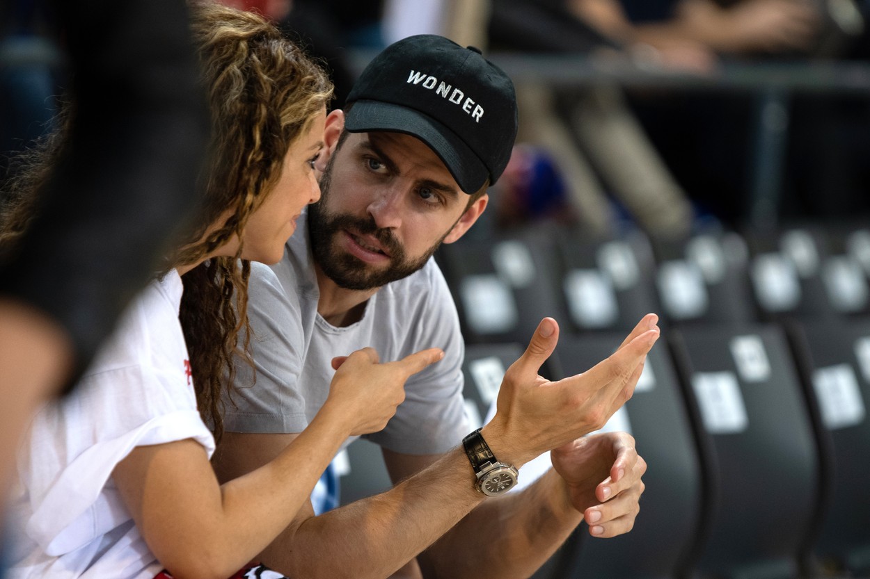 Shakira, Gerard Pique and their sons Sasha and Milan during the basketball match between FC Barcelona and San Pablo Burgos. Palau Blaugrana, Barcelona, Spain - 10 MAR 2019.,Image: 418767413, License: Rights-managed, Restrictions: May not be licensed in Portugal. May not be licensed in Spain., Model Release: no, Credit line: Profimedia