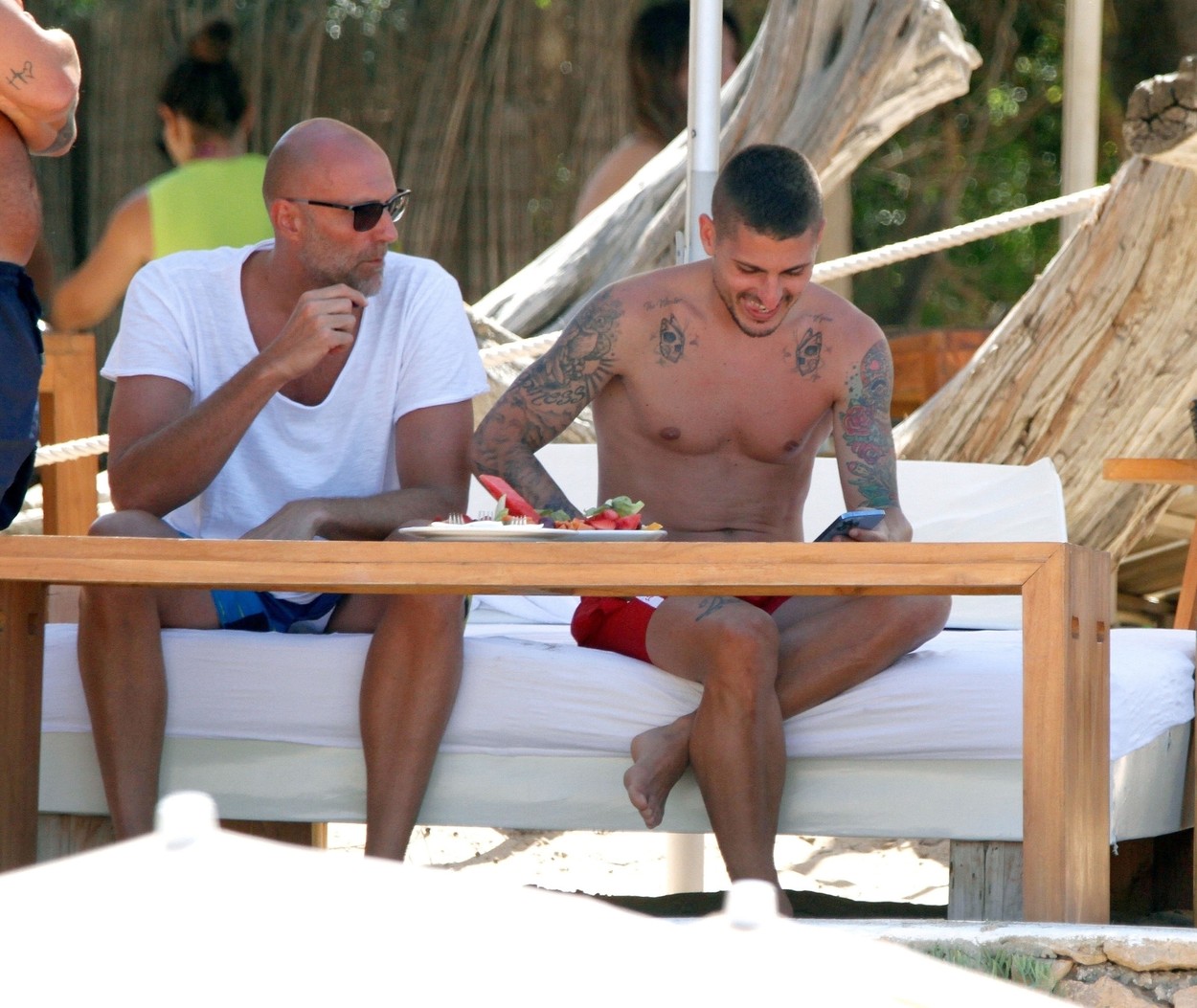IBIZA, SPAIN  -  *EXCLUSIVE*  - PSG's Italian footaballer Marco Verratti and his wife Jessica Aidi spend a few days off from Marco's pre season break on the Spanish island of Ibiza in the company of family and friends.

BACKGRID UK 12 JUNE 2022,Image: 699240324, License: Rights-managed, Restrictions: RIGHTS: WORLDWIDE EXCEPT IN ITALY, SPAIN, Model Release: no, Pictured: Marco Verratti, Credit line: Profimedia