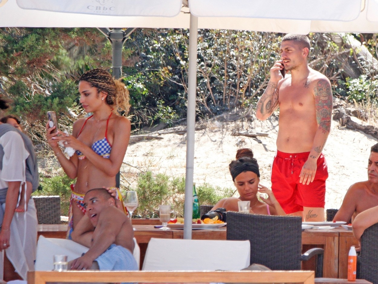 IBIZA, SPAIN  -  *EXCLUSIVE*  - PSG's Italian footaballer Marco Verratti and his wife Jessica Aidi spend a few days off from Marco's pre season break on the Spanish island of Ibiza in the company of family and friends.

BACKGRID UK 12 JUNE 2022,Image: 699240361, License: Rights-managed, Restrictions: RIGHTS: WORLDWIDE EXCEPT IN ITALY, SPAIN, Model Release: no, Pictured: Marco Verratti, Credit line: Profimedia