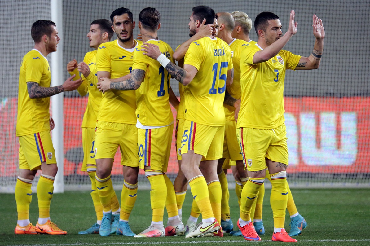 Jucătorii României, după un gol marcat