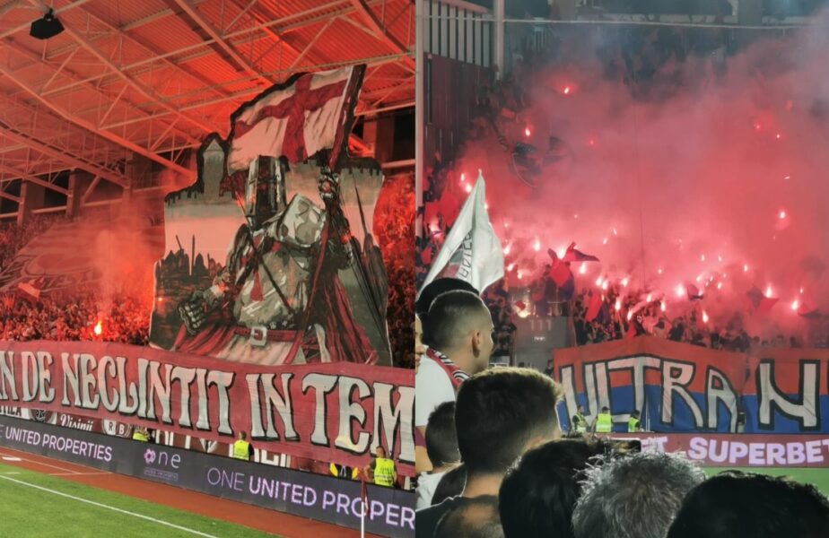 Atmosferă de vis la începutul derby-ului Rapid – FCSB! Fanii celor două rivale „au dat foc” stadionului