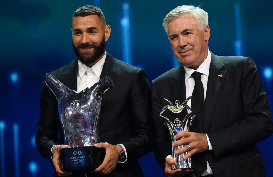 Karim Benzema, desemnat jucătorul anului! Carlo Ancelotti a primit premiul pentru antrenorul anului