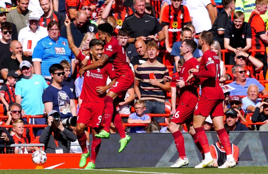 Liverpool a „zdrobit-o” pe Bournemouth în numai 45 de minute! Nu a mai făcut niciodată aşa ceva în istoria Premier League. Roberto Firmino, performanţă fabuloasă!