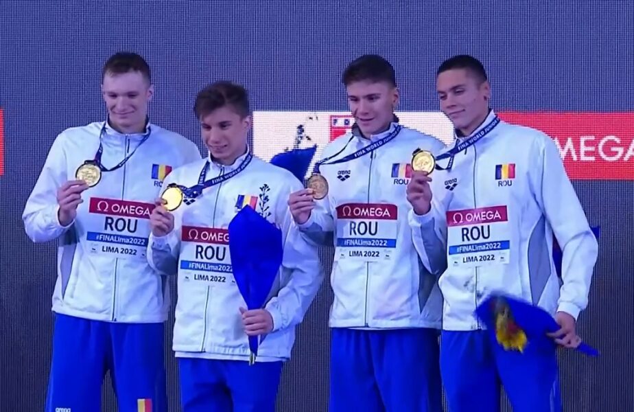Prima reacție a lui David Popovici după ce a câștigat medalia de aur cu ștafeta României la 4×100 m liber, la CM de juniori din Peru