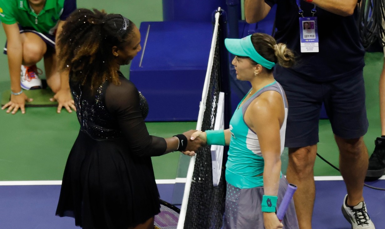 Serena Williams, la finalul meciului cu Danka Kovinic, de la US Open / Profimedia