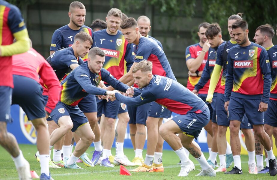 Jucătorii României, în timpul unui antrenament
