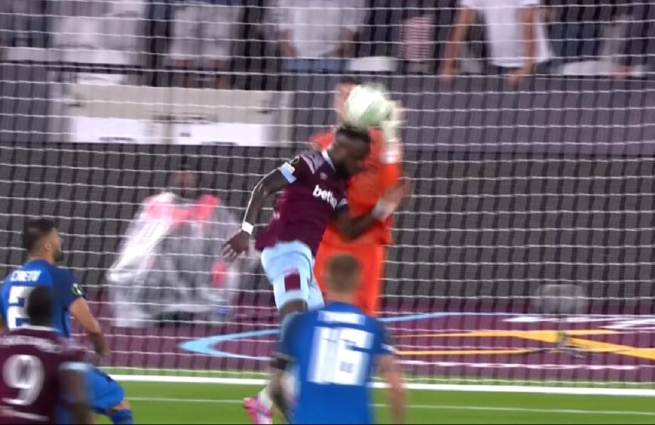 Penalty controversat în West Ham – FCSB! Ştefan Târnovanu ar fi faultat. Maxwel Cornet, K.O după ce s-a lovit de „zidul” roş-albaştrilor