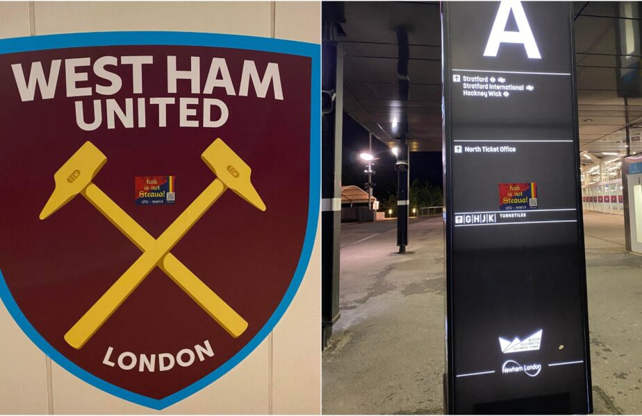Mesajul „FCSB nu e Steaua”, lipit peste tot la stadionul lui West Ham! Ce s-a întâmplat azi-noapte, la arena din Londra