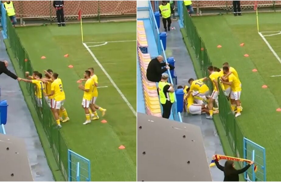 Imagini de necrezut! Rareş Burnete a marcat pentru România U19 şi s-a accidentat într-un gard! A fost schimbat şi luat cu salvarea