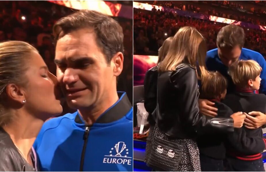 Roger Federer, momente emoționante alături de soția și copiii săi la meciul de retragere! Marele campion elvețian a plâns în hohote, îmbrățișat de familie