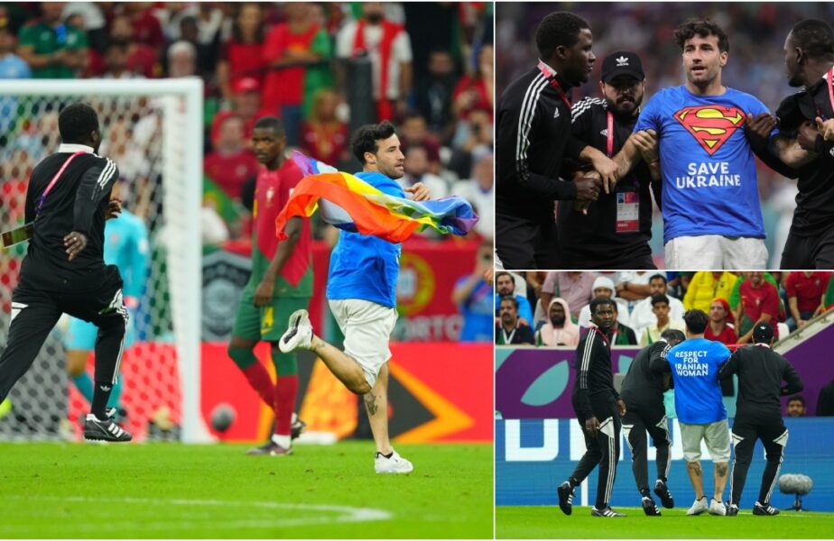 CM 2022 | Cine e fanul care a intrat pe teren cu steagul LGBT în timpul meciului Portugalia – Uruguay 2-0! Riscă să ajungă după gratii în Qatar