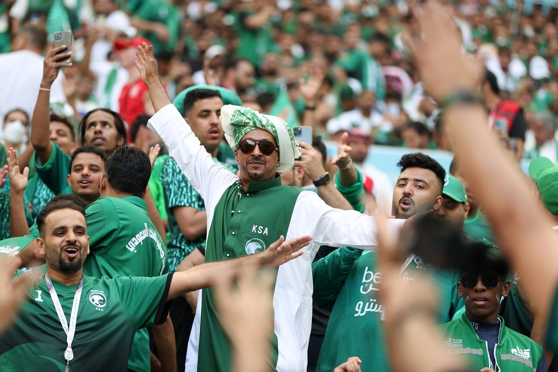 Fanii Arabiei Saudite, în timpul partidei cu Argentina