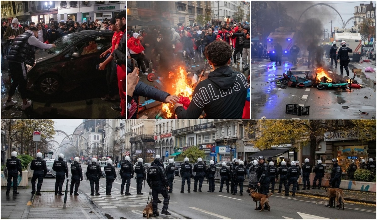 Fanii maricani au creat haos pe străzile din Bruxelles, după Belgia - Maroc 0-2