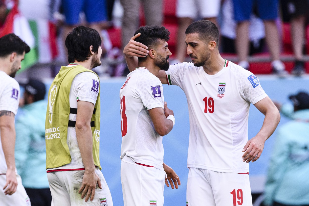 Jucătorii Iranului, în timpul meciului cu Țara Galilor, de la Cupa Mondială 2022 din Qatar