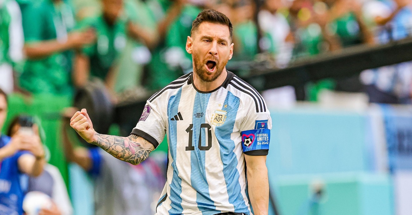 Lionel Messi sărbătoreşte un gol marcat pentru Argentina