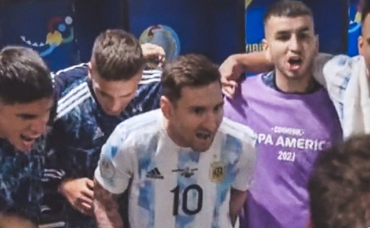 Lionel Messi, în vestiarul Argentinei, înainte de finala Copa America 2021