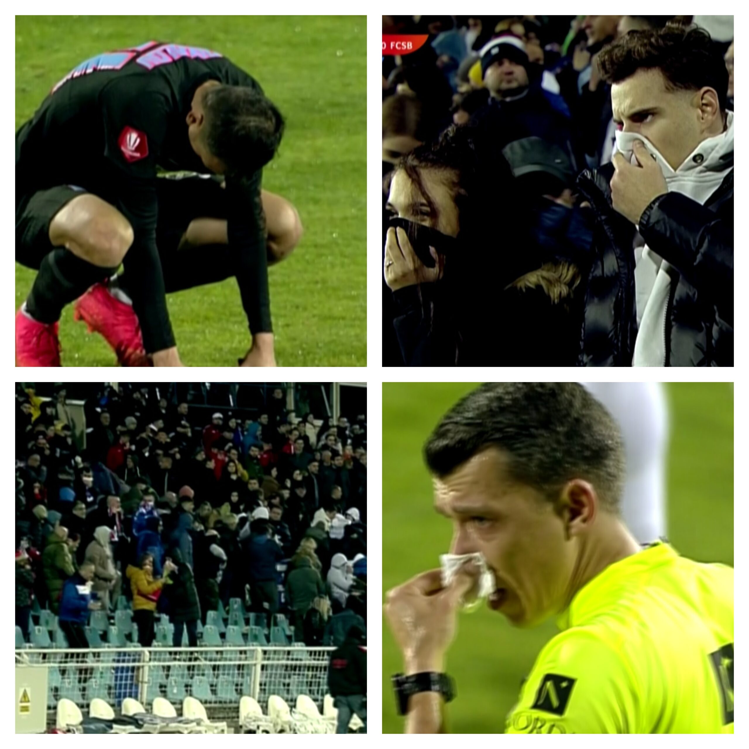 Momente incredibile în finalul meciului dintre Oţelul şi FCSB! Spectatorii şi jucătorii au avut probleme de respiraţie după ce au fost eliberate gaze lacrimogene din greşeală