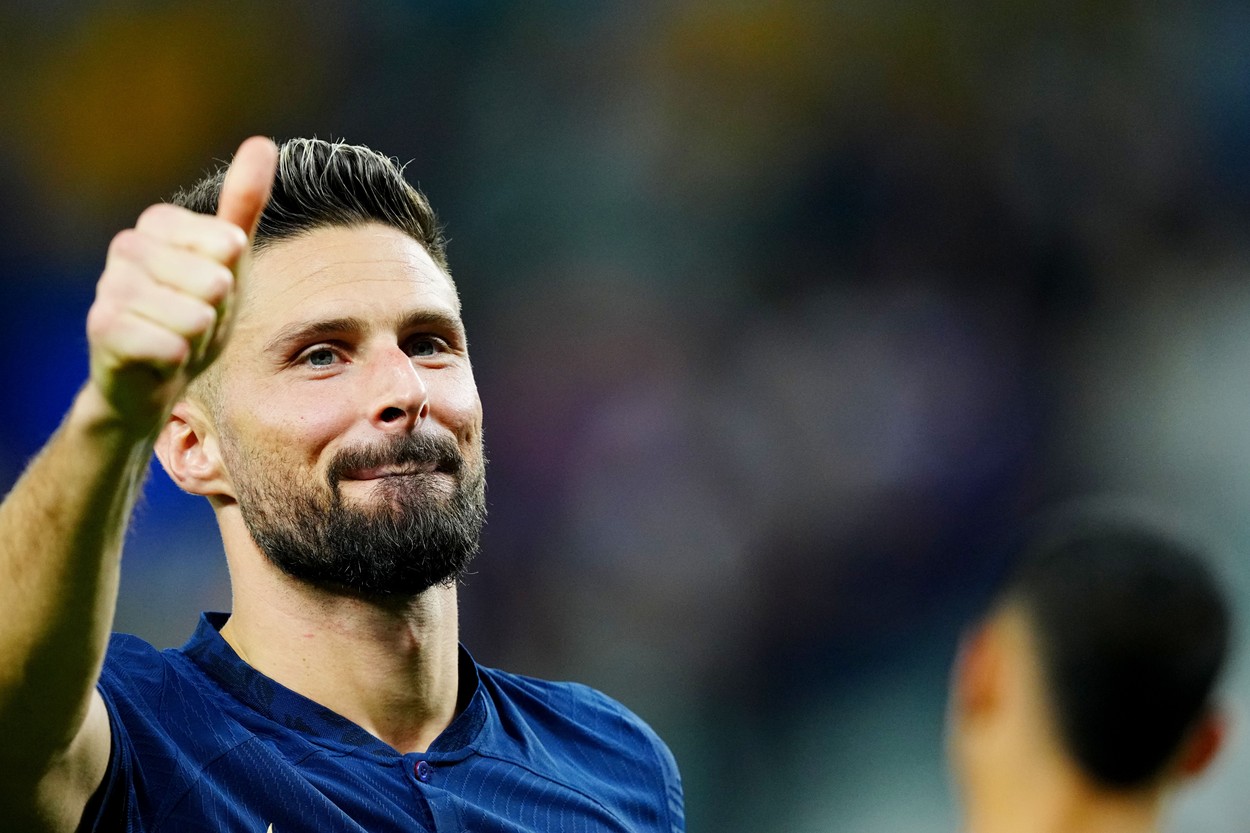 Olivier Giroud, fericit după un gol marcat pentru naționala Franței