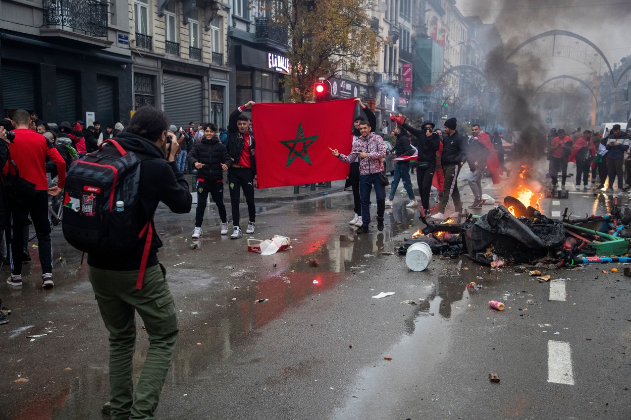Incidente grave în Belgia. Fanii Marocului au făcut prăpăd după victoria de la Campionatul Mondial 2022