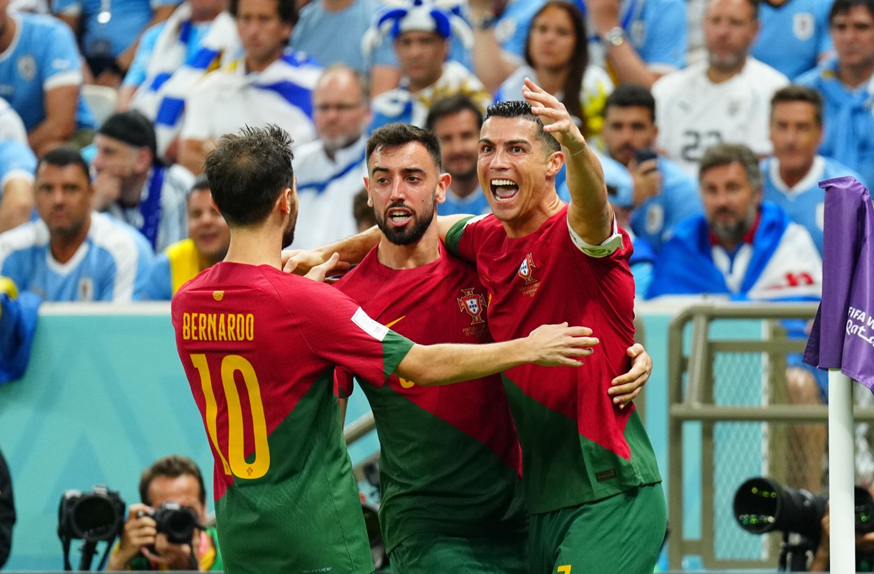 Bucuria jucătorilor din naționala Portugaliei, după un gol