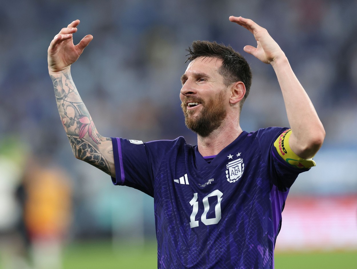 Lionel Messi, bucuros după victoria Argentinei