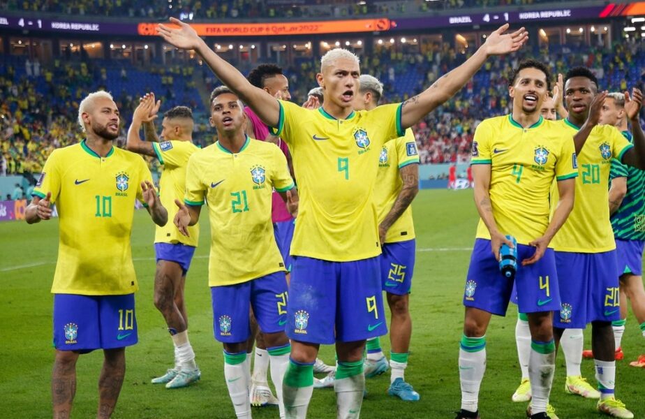 Brazilia sărbătorește câștigarea meciului cu Coreea de Sud