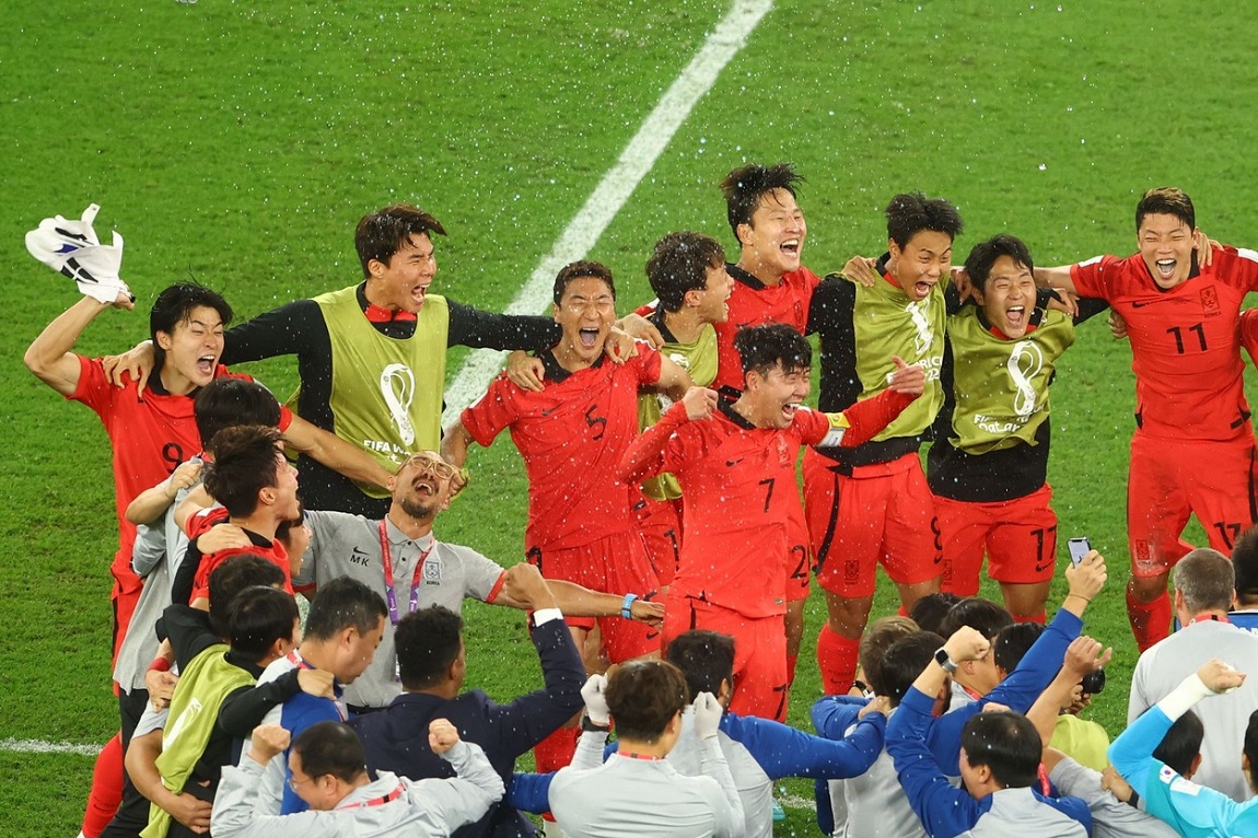 Jucătorii din Coreea de Sud, după partida cu Portugalia
