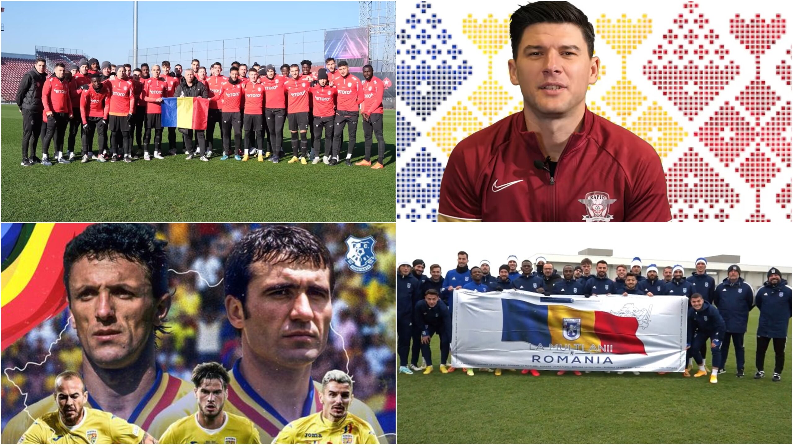 Colaj cu mesajele transmise de echipele românești de Ziua Națională a României