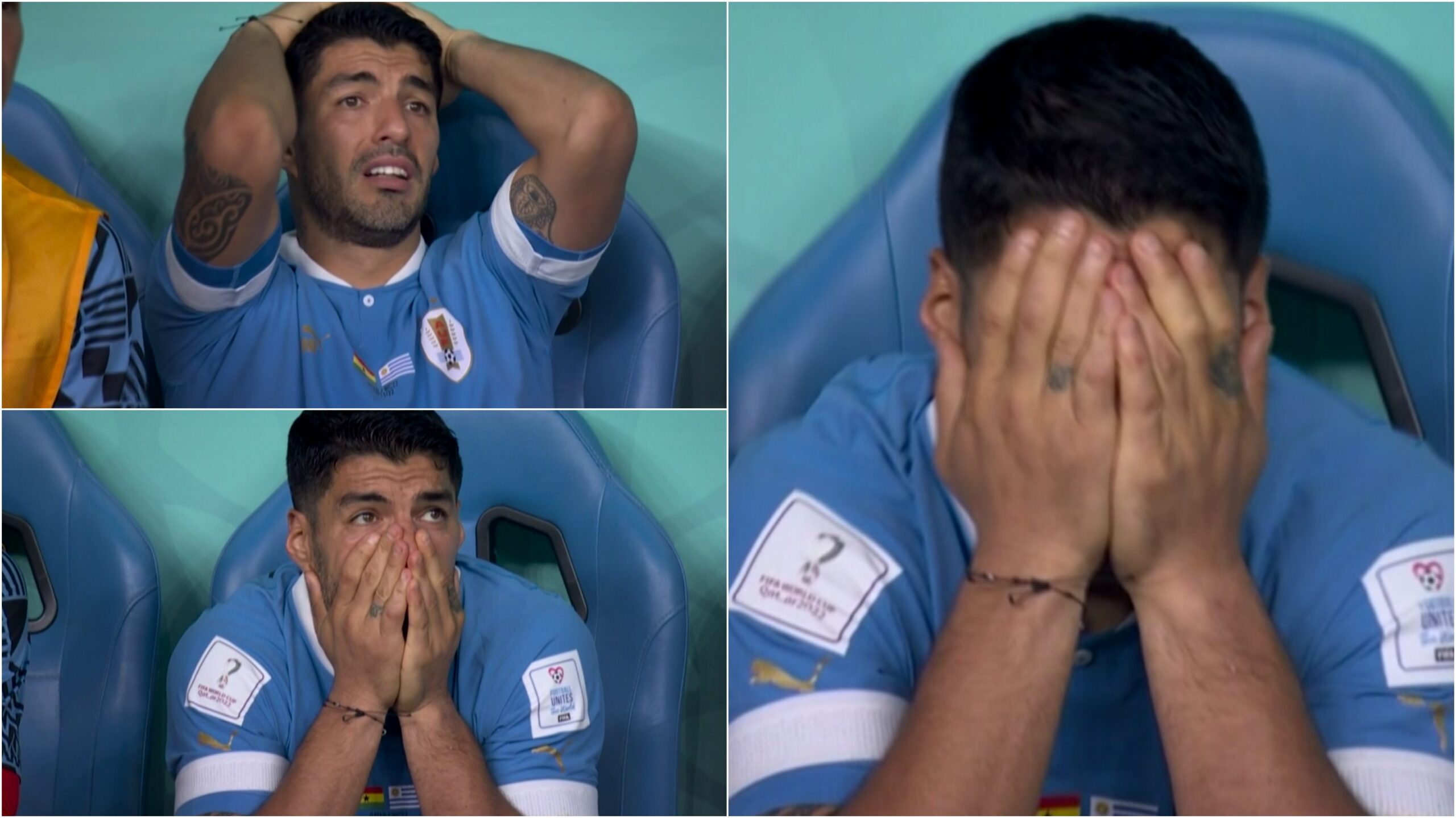 Luis Suarez a plâns în hohote pe banca Uruguayului, după eliminarea de la Cupa Mondială