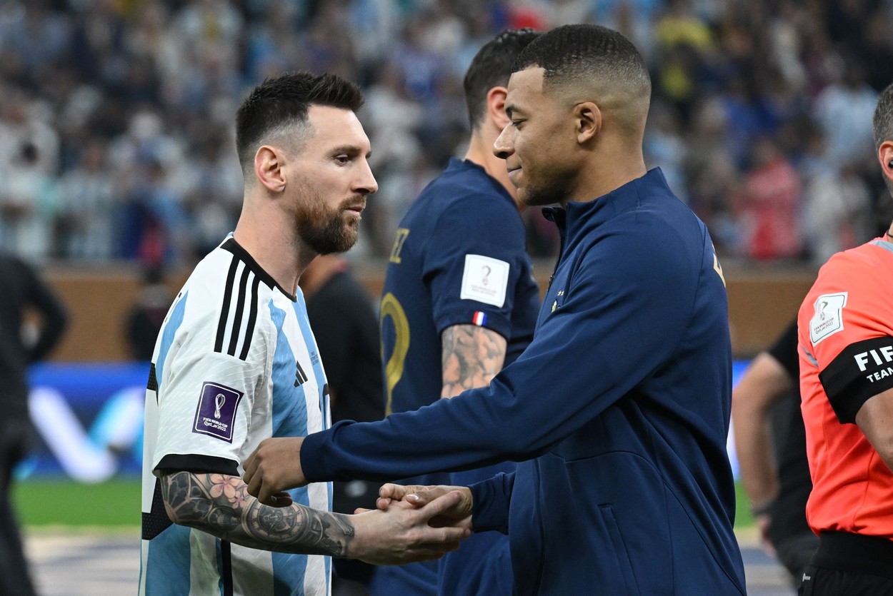 MESSI Lionel and MBAPPE Kylian in the final match between the teams of Argentina vs France, for the title dispute of the Qatar 2022 / FIFA World Cup, in Lusail Stadium, in Doha
Argentina v France, FIFA World Cup Final, Lusail Stadium, Doha, Qatar - 18 Dec 2022,Image: 745400447, License: Rights-managed, Restrictions: , Model Release: no