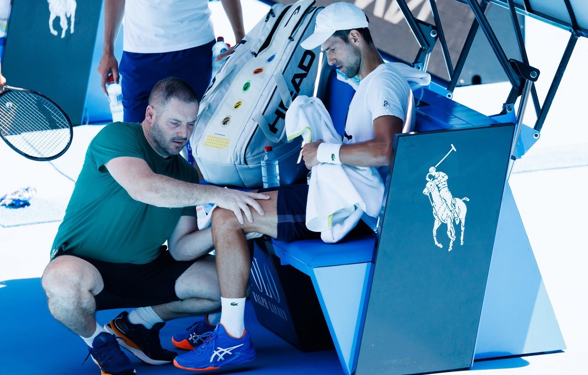 Novak Djokovic, în timpul ultimului antrenament de la Australian Open
