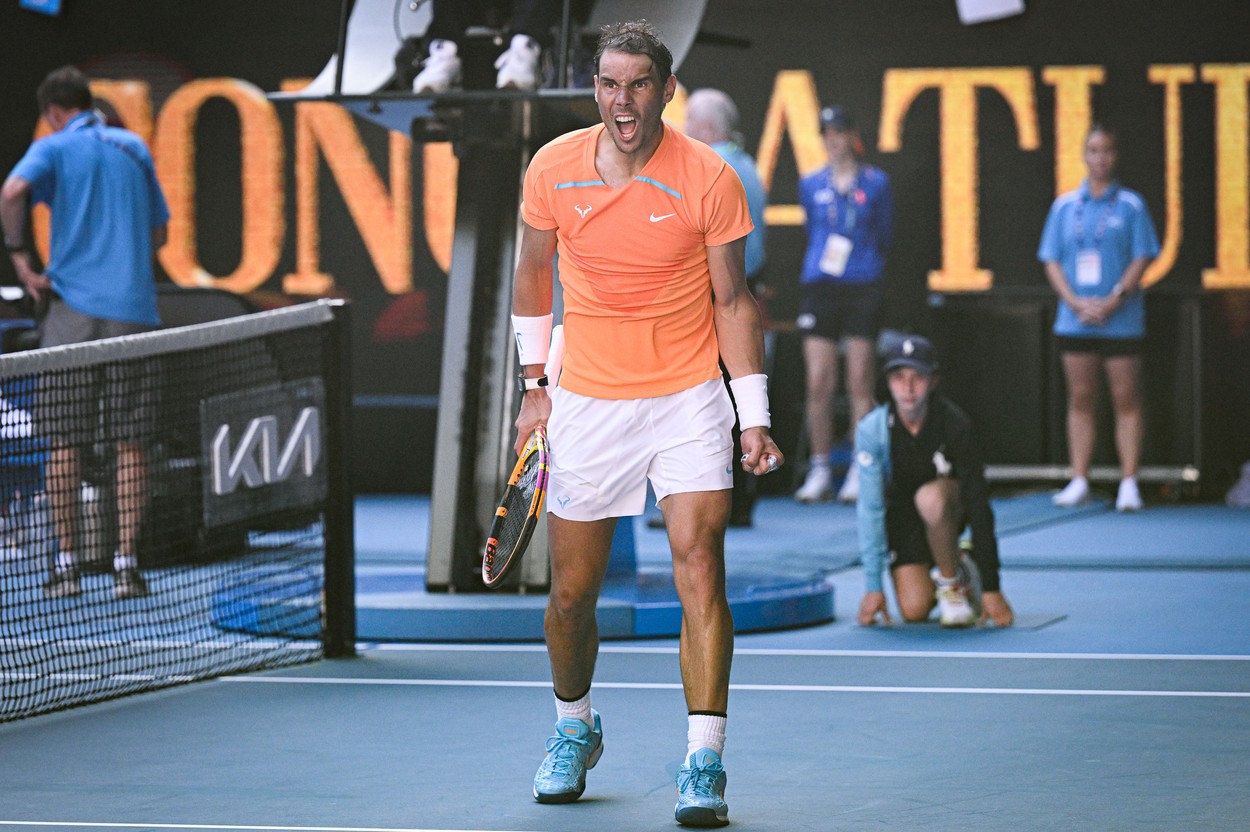 Rafael Nadal, în timpul unui meci de la Australian Open 2023