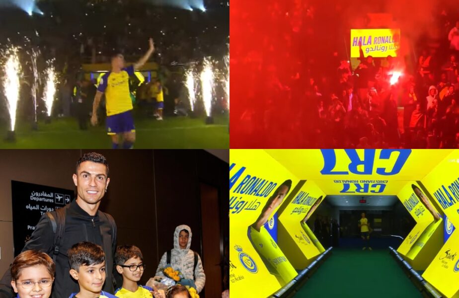Imagini spectaculoase de la prezentarea lui Cristiano Ronaldo! Nebunie pe stadionul lui Al-Nassr