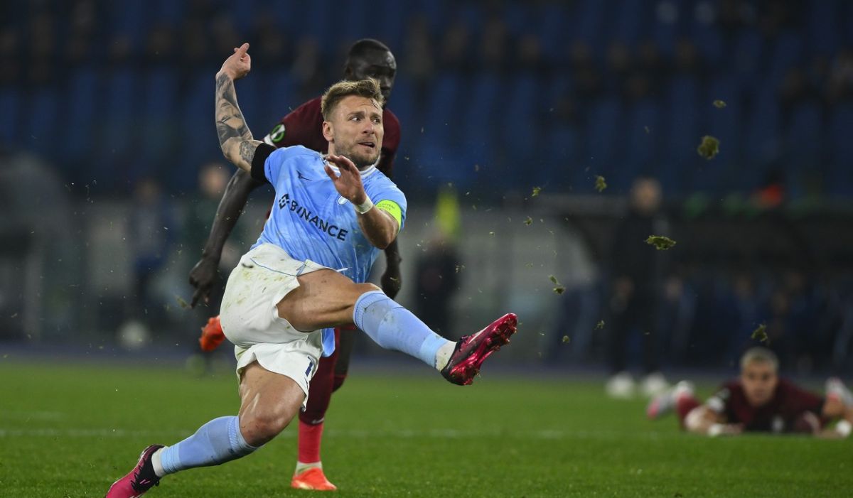 Ciro Immobile, în momentul șutului care a deschis scorul pe „Olimpico”